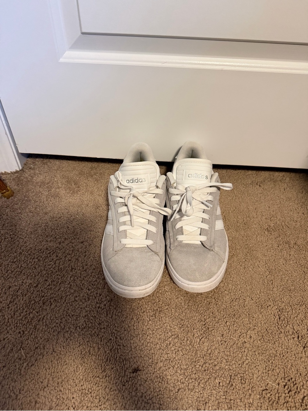 adidas Women's Light Gray Suede Athletic Sneakers